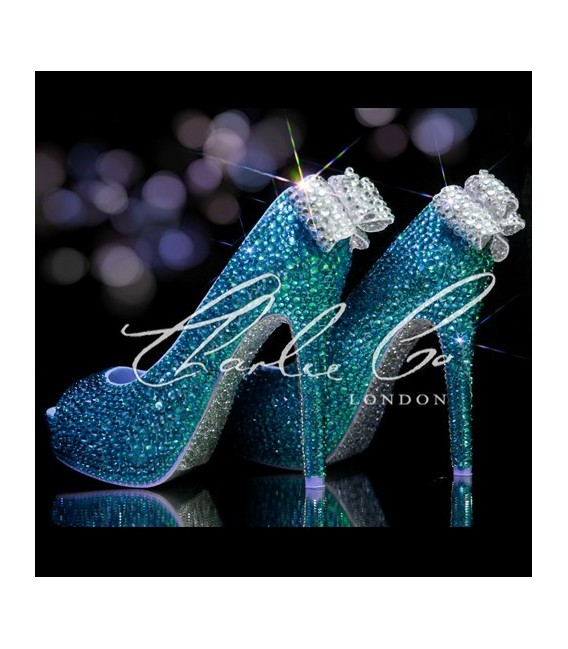 4  5 or 5.5 Deep Sea Crystal Jewelled heels