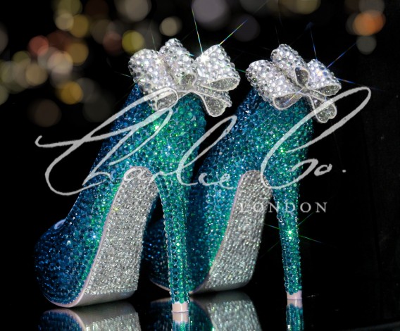 4  5 or 5.5 Deep Sea Crystal Jewelled heels