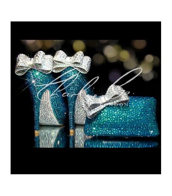 4  5 or 5.5 Deep Sea Crystal Jewelled heels