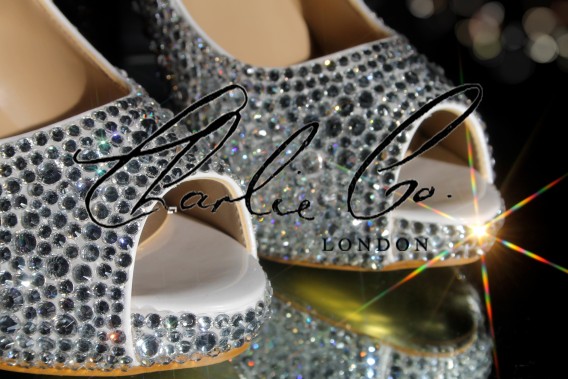 4 or 5 Glass Diamond Crystal Peep Toe Platform Heels