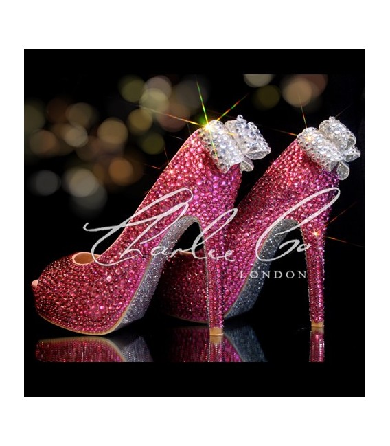 4  5 or 5.5 Pretty In Pink Glass Crystal heels