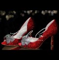 3.5 Peep Toe Red Crystal Mesh Bow Heels