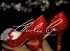 3.5 Peep Toe Red Crystal Mesh Bow Heels