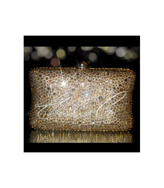 Champagne Crystal Hard Case Clutch Bag