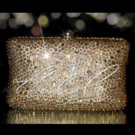 Champagne Crystal Hard Case Clutch Bag