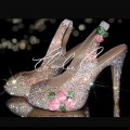 4.5 Dolls House 3D flower Crystal Slingbacks