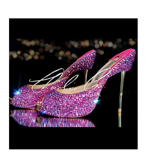 5 Swarovski Pencil Heels Fuchsia Fire  Rock