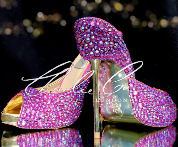 5 Swarovski Pencil Heels Fuchsia Fire  Rock