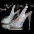 5 Jumbo Diamond Slingback Peep Toe Crystal Heels