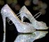 4 or 5 Glass AB Crystal Peep Toe Heels