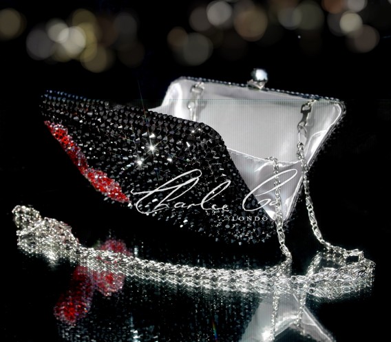 Black Rose Series Crystal Clutch Bag