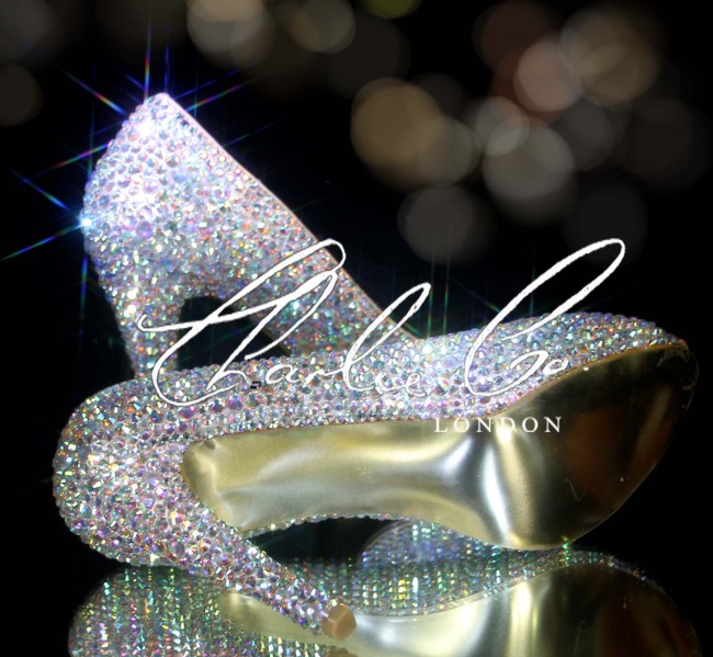 Glass Slipper Crystal Shoes Customised Gemstone Heels 