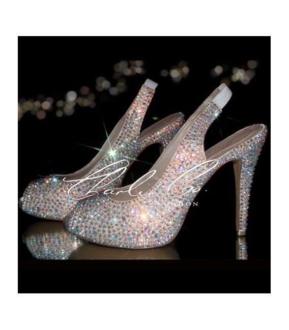 4.5 Slingback Crystal Peep Toe Heels