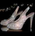 4.5 Slingback Crystal Peep Toe Heels