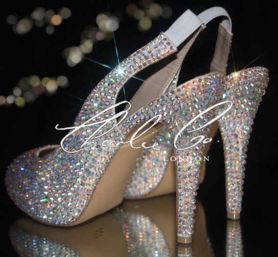 4.5 Slingback Crystal Peep Toe Heels