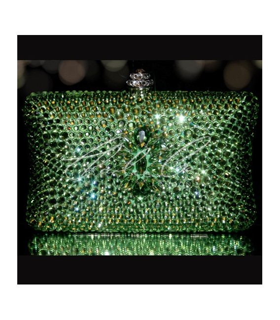 Lilly in Peridot Green Crystal Clutch Bag