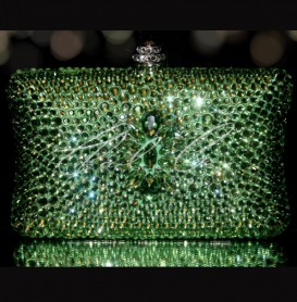 Lilly in Peridot Green Crystal Clutch Bag