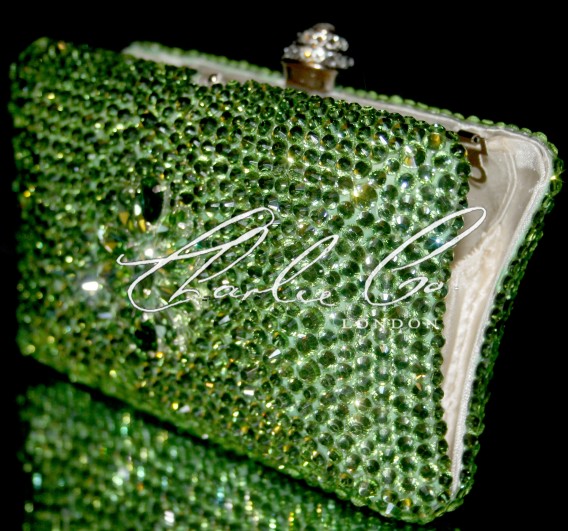 Lilly in Peridot Green Crystal Clutch Bag