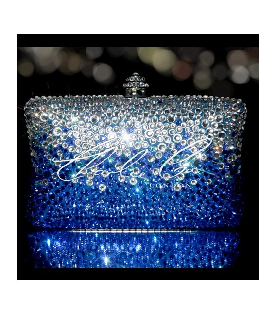 Blue Rain Crystal Clutch Bag