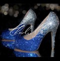 5 or 4 Blue Rain Crystal Heels