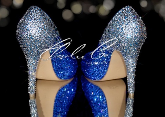 5 or 4 Blue Rain Crystal Heels