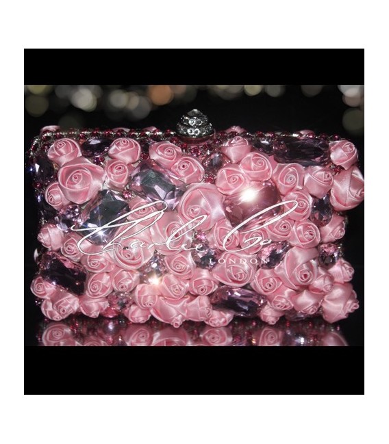 Pink Rose Crystal Clutch Bag