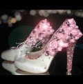 4 or 5 Pink Satin Rose Crystal Heels