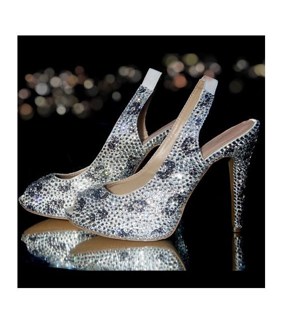 4.5 Black Diamond Leopard Print Crystal Heels