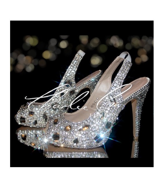 4.5 Slingback Ice Crystal Diamond Frost Heels