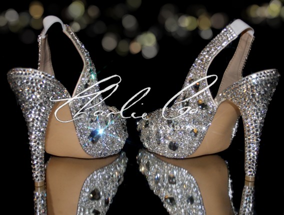 4.5 Slingback Ice Crystal Diamond Frost Heels