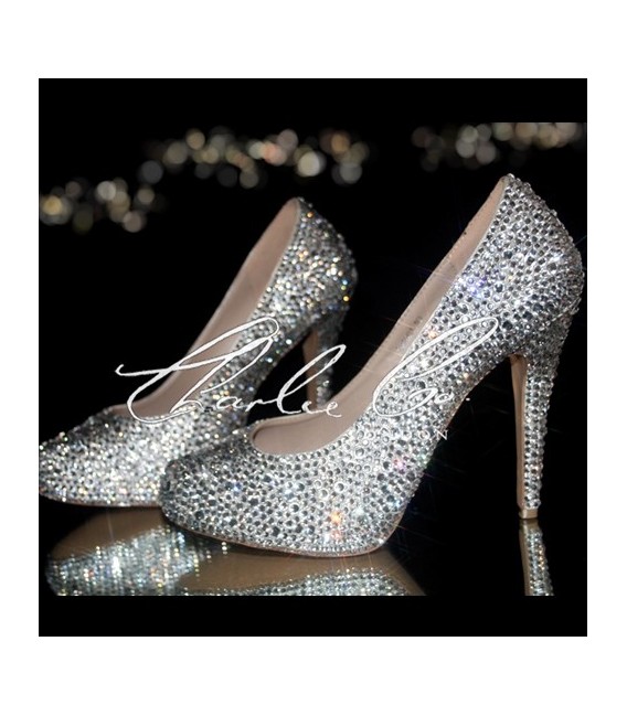 4 or 5 Clear Crystal Closed Toe Heels