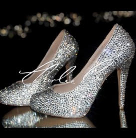 4 or 5 Clear Crystal Closed Toe Heels