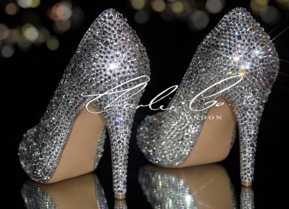 4 or 5 Clear Crystal Closed Toe Heels