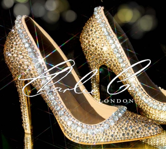 4 or 5 Swarovski Vintage Champagne Pointed Toe Heels