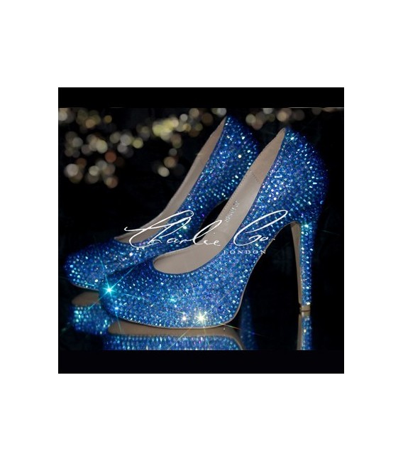 4 or 5 Sapphire AB Blue Crystal Closed Toe Heels