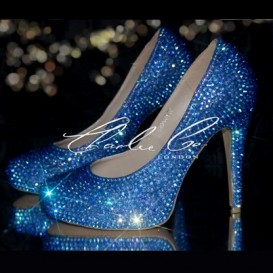 4 or 5 Sapphire AB Blue Crystal Closed Toe Heels