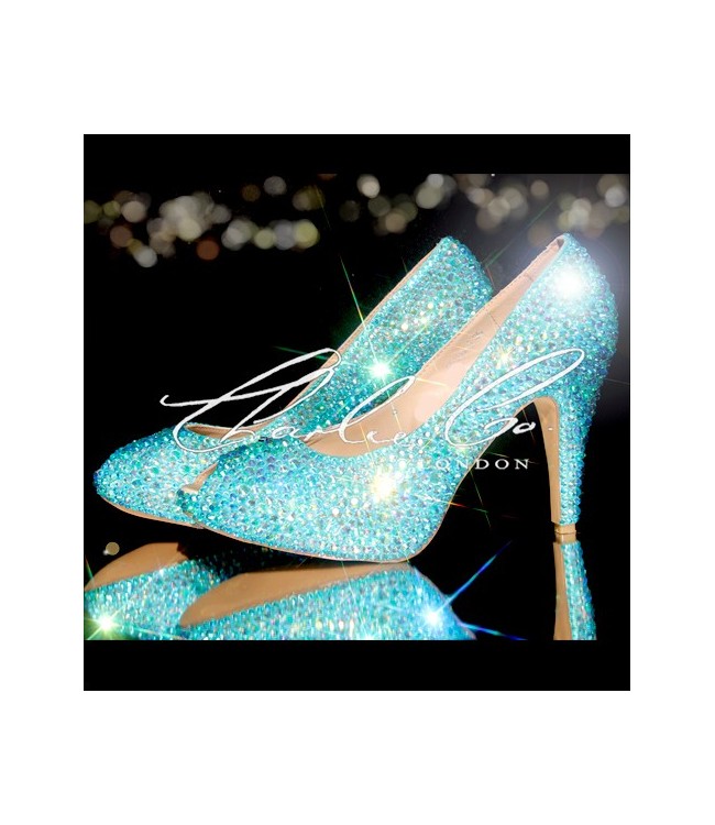 3 4 or 5 Aquamarine AB Crystal Heels