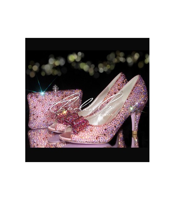 3  4 or 5 PinkRose Garden Crystal Heels