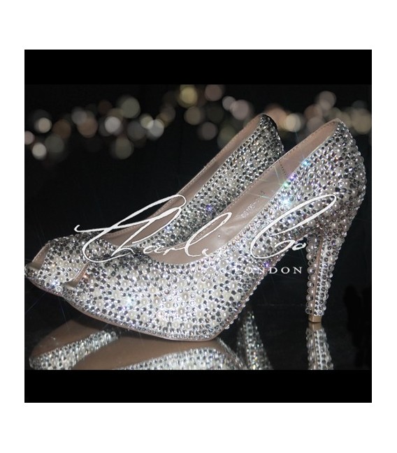 4 or 5 Ivory Pearl  Clear Diamond Heels