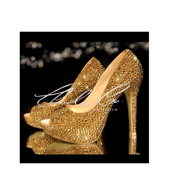 3 4 or 5 Platinum Gold Crystal Heels