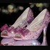 4 Pink Rose Garden Crystal Heels  Bag Set