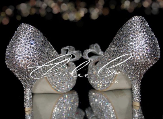 3 Diamond Bow Crystal Court Heels