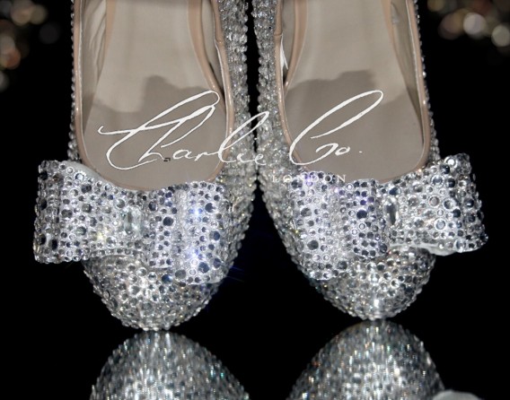 3 Diamond Bow Crystal Court Heels