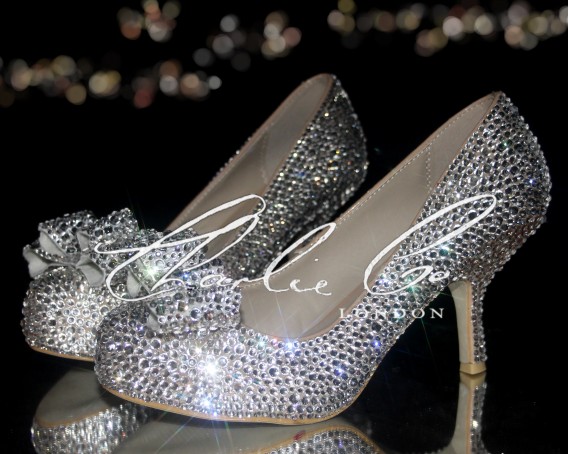 3 Diamond Bow Crystal Court Heels