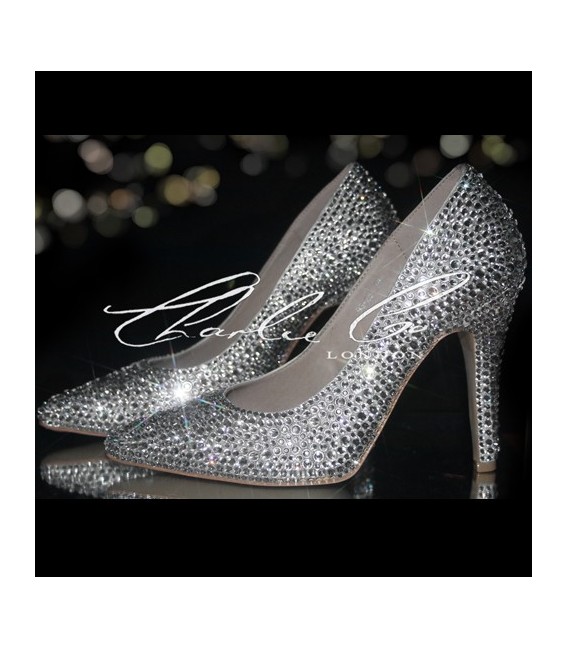 3  4 or 5 Clear Crystal Pointed Toe Heels