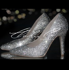 3  4 or 5 Clear Crystal Pointed Toe Heels