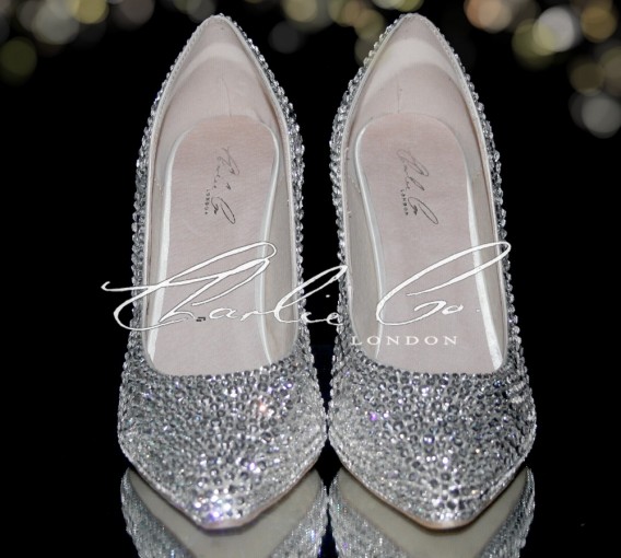 3  4 or 5 Clear Crystal Pointed Toe Heels