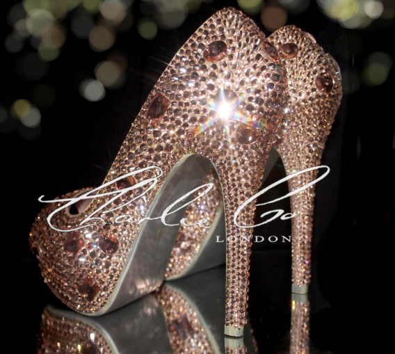 3  4 or 5 Nude Crystal Diamond Frost Peep Toe Heels