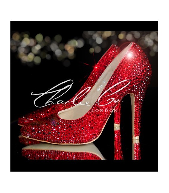 3  4 or 5 Red Crystal Pointed Toe Heels