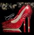 3  4 or 5 Red Crystal Pointed Toe Heels